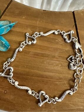 Brighton Tuscan Silver Heart Link Bracelet- EUC.